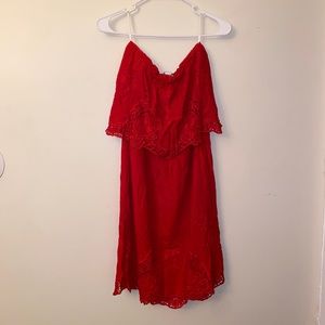 Red sleeveless dress